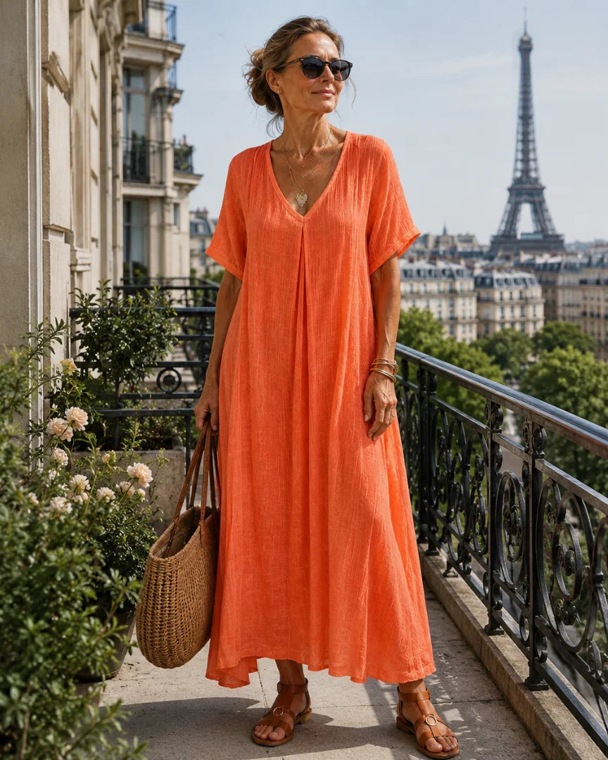 Danielle | Long Dress Lightweight V-Neck