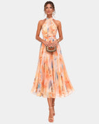 Liyah | Dress Halter Neck and Printed Watercolour