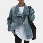 Lucie – Veste vintage délavée à col montant