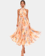 Liyah | Dress Halter Neck and Printed Watercolour