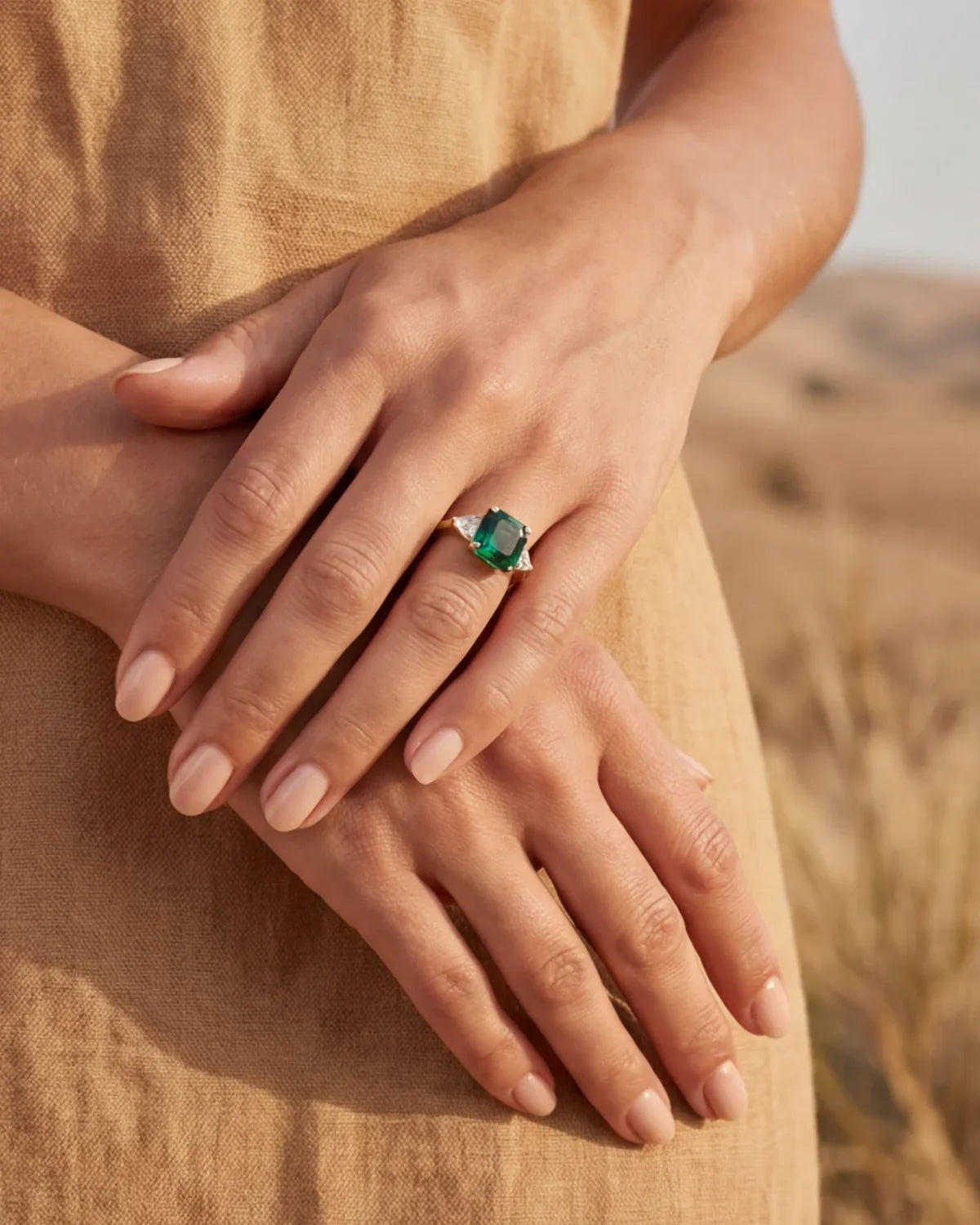 Ebony Grace | Ring with Green Stone