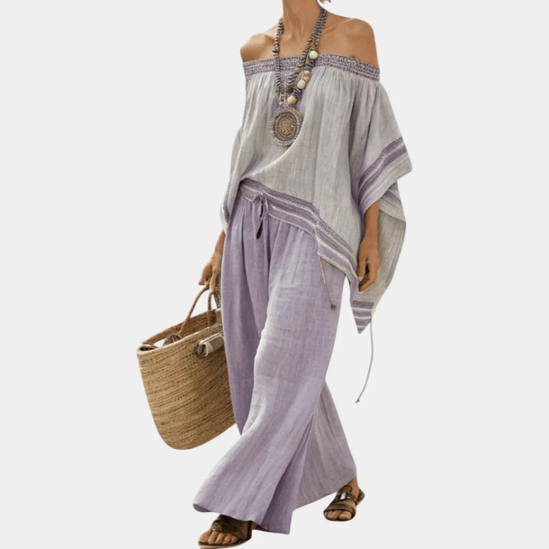 Serenella | Haut et pantalon à jambes larges rayé