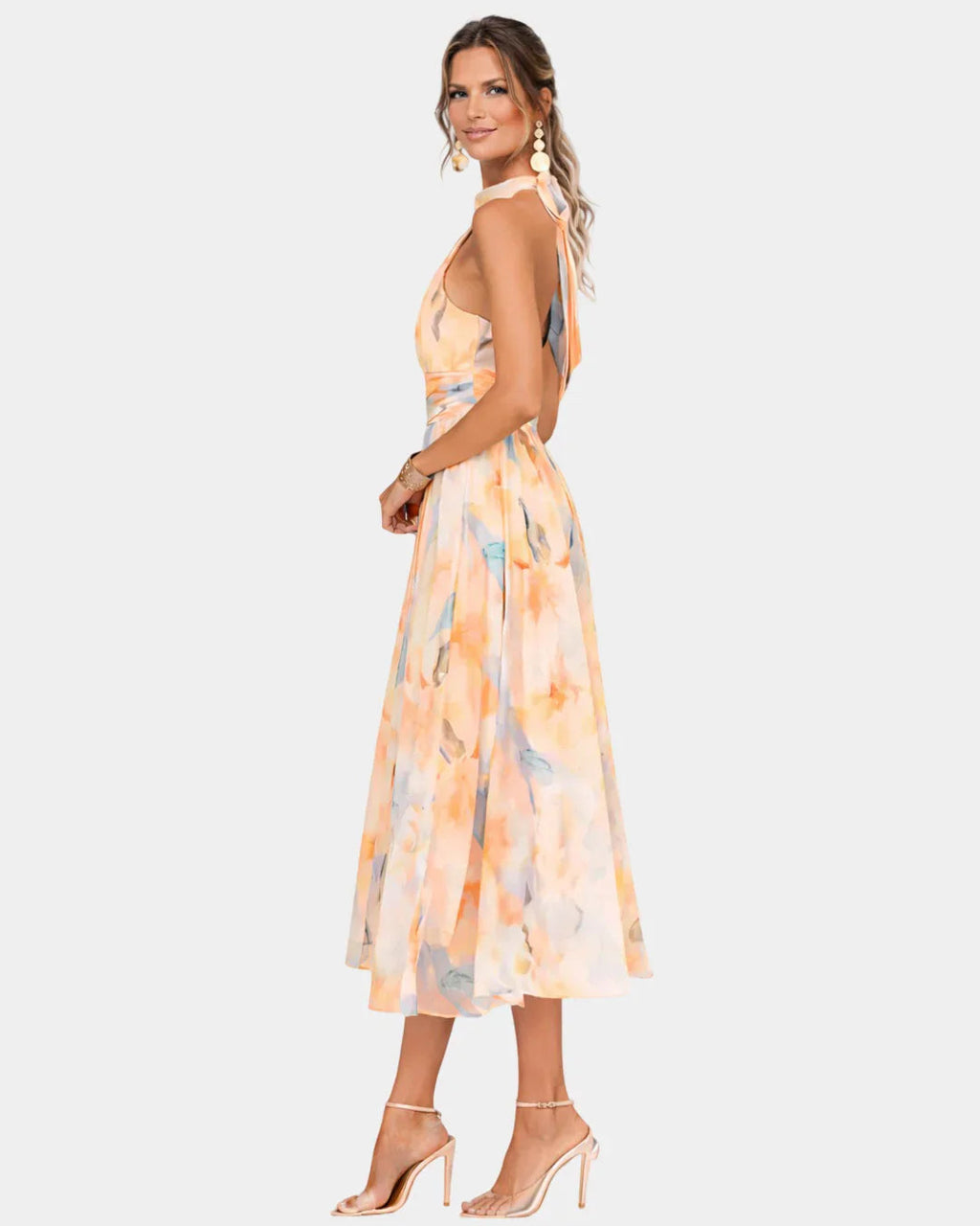 Liyah | Dress Halter Neck and Printed Watercolour