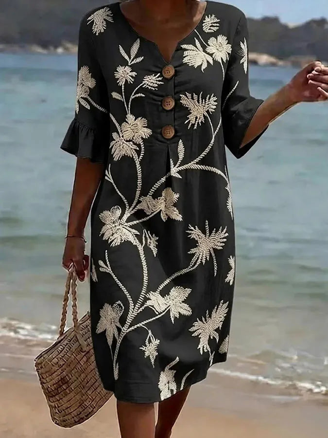 Moda Lusitana - Vestido Casual com Estampa Floral
