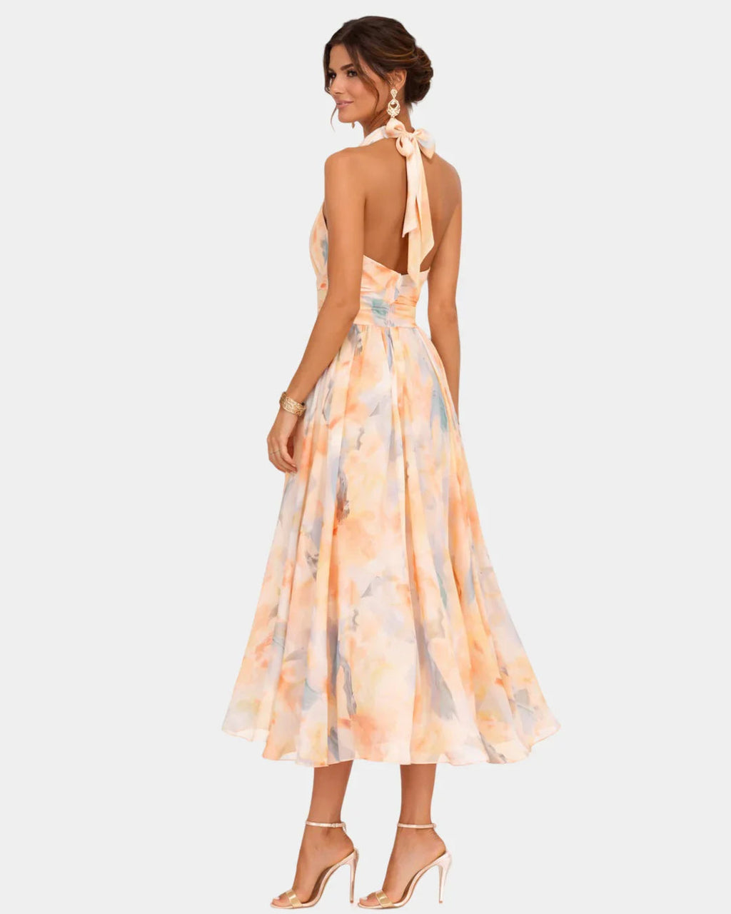 Liyah | Dress Halter Neck and Printed Watercolour