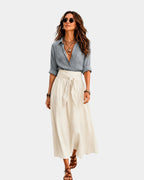 Denise | Jupe midi + chemise offerte
