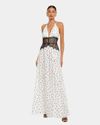 Pomeline | Robe maxi à pois avec dentelle élégante