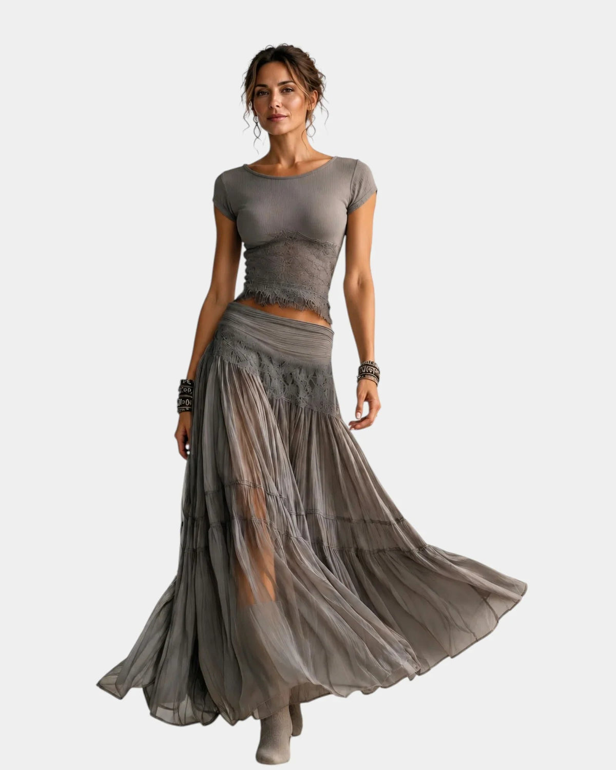 Mbali Rose | Set top Lace and Skirt maxi Pleated