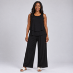 Kagiso | Black Layered Top and Wide-Leg Pants