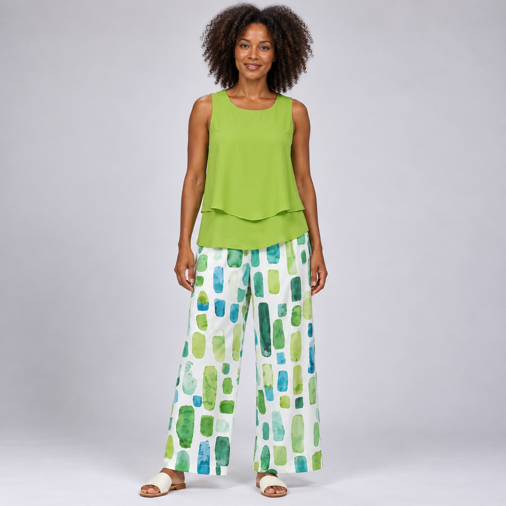 Lindiwe | Green Top and Geometric Print Pants