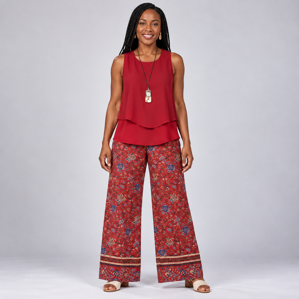 Yejide | Boho-Style Layered Top and Floral Print Pants