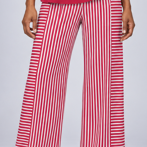 Nomvula | Pink Solid Top and Striped Pants Combination