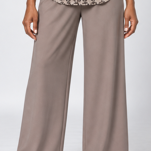 Folasade | Taupe Geometric Top and Wide-Leg Pants