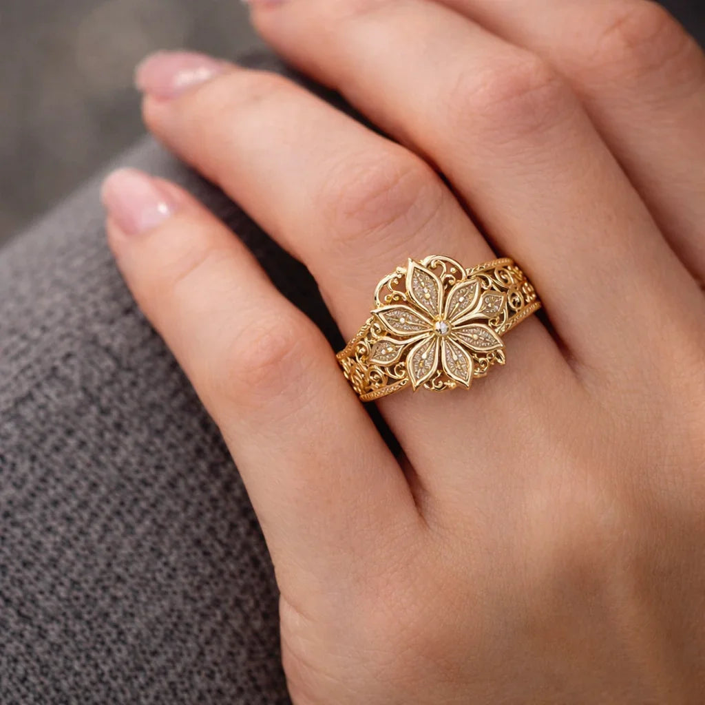 Jeanne | Bague en Or Exotique Zirconia Fleur