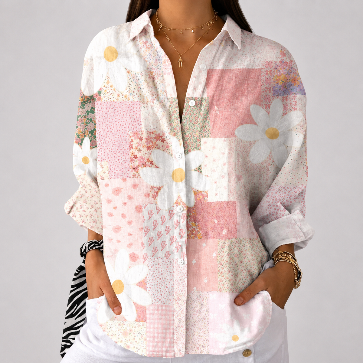 Janelle | Daisy Patchwork Blouse