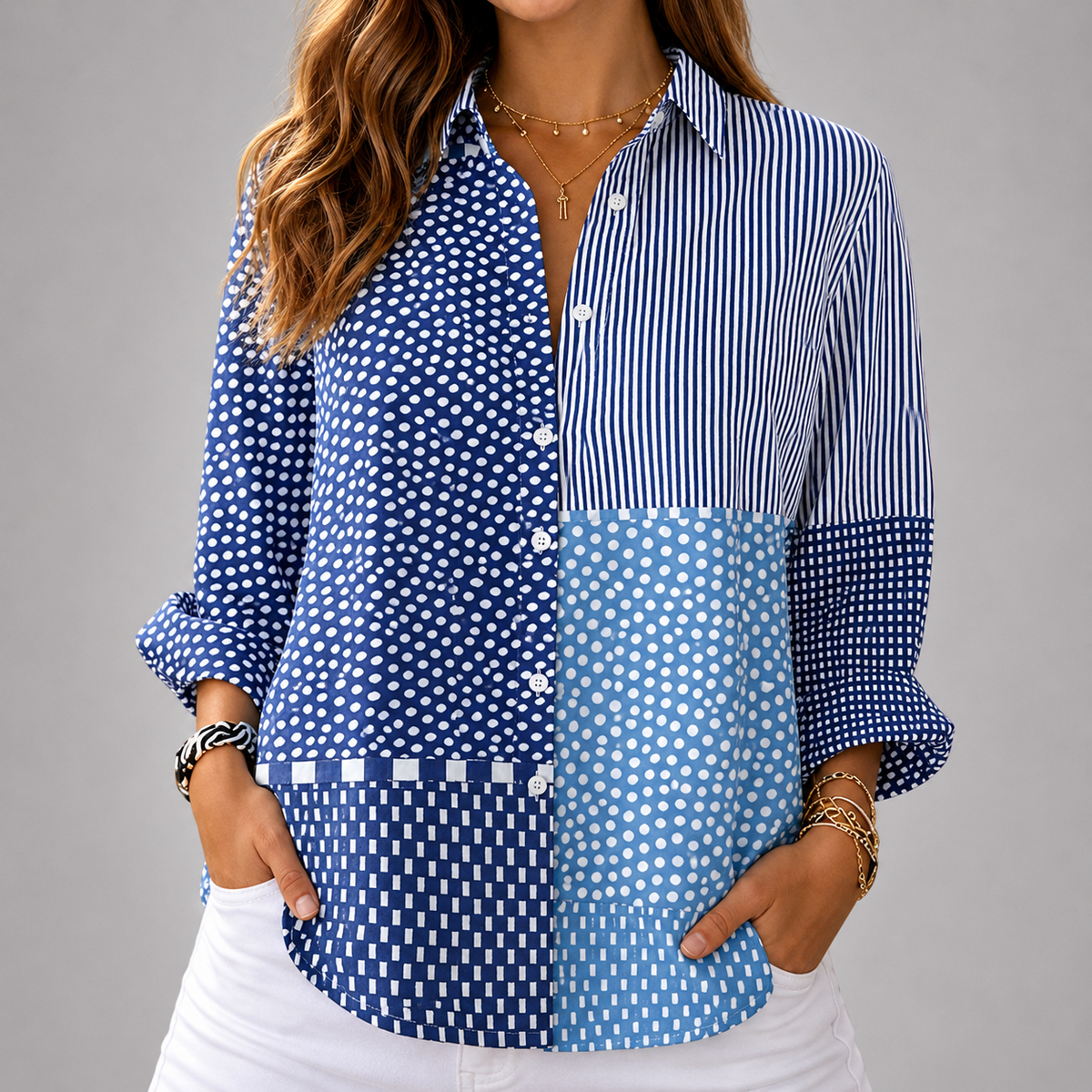 Makayla | Blouse Ocean Patchwork