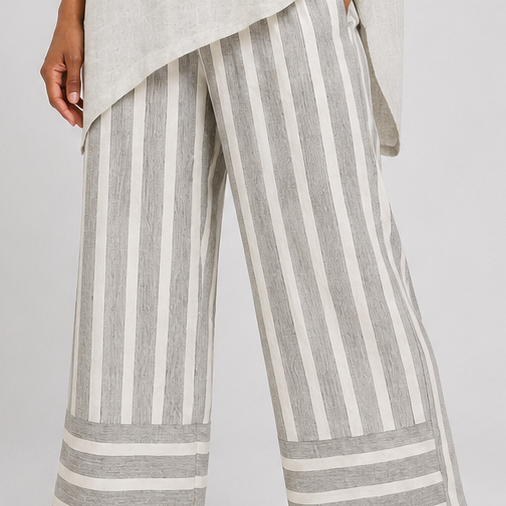 Adaeze | Elegant Asymmetric Blouse and Striped Trousers