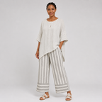 Adaeze | Elegant Asymmetric Blouse and Striped Trousers