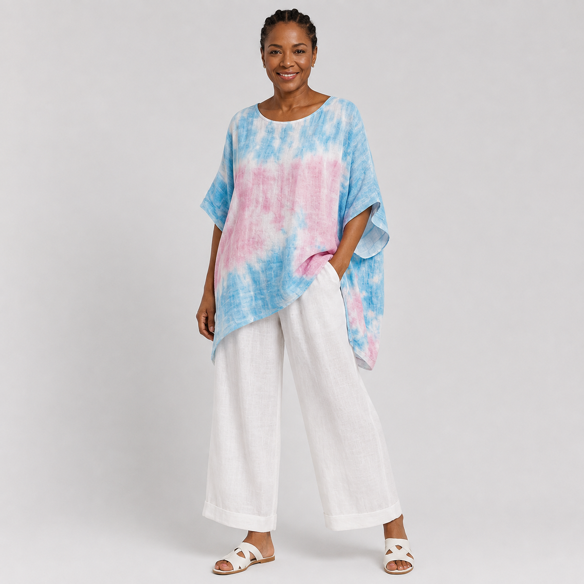 Adanna | Comfortable Essential Top and Striped Trousers