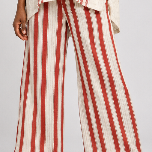 Akosua | Structured Red Striped Top and Trousers