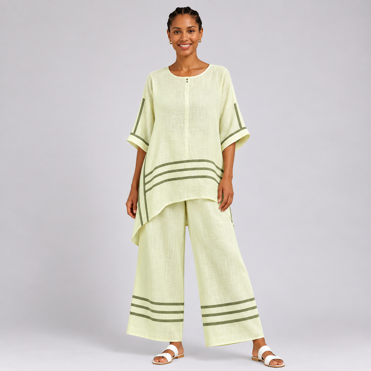 Amahle | Sophisticated Asymmetric Striped Top and Statement Trousers