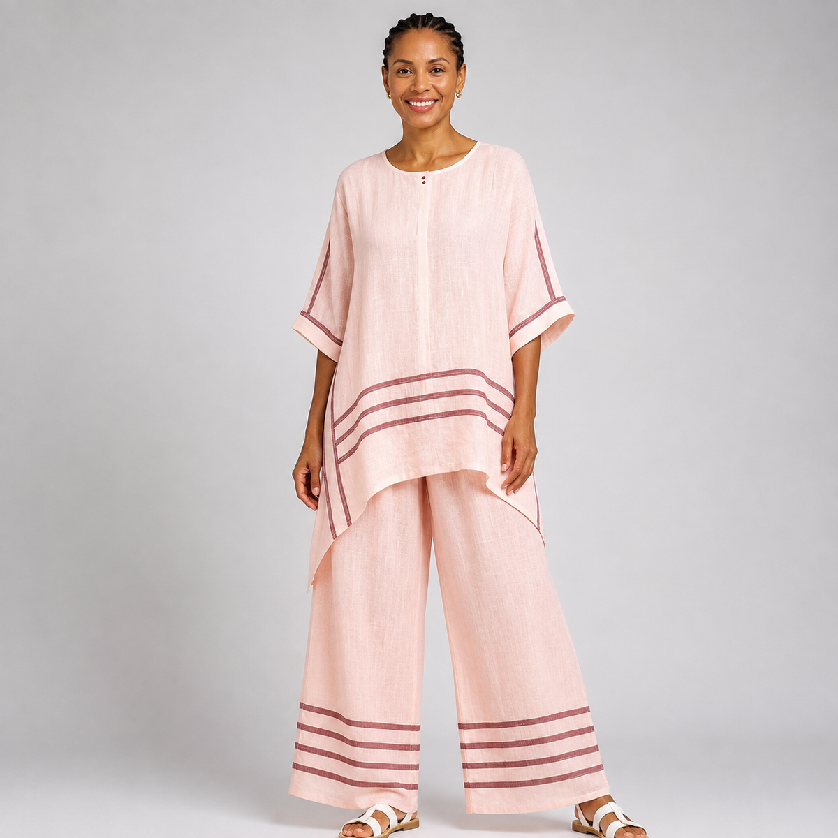 Amahle | Sophisticated Asymmetric Striped Top and Statement Trousers