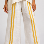 Amara | Elegant Yellow Striped Top and Wide-Leg Trousers