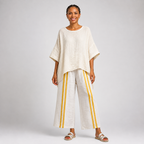 Amara | Elegant Yellow Striped Top and Wide-Leg Trousers