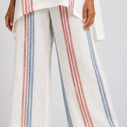 Ayanna | Sophisticated Multicolour Striped Top and Mediterranean Trousers