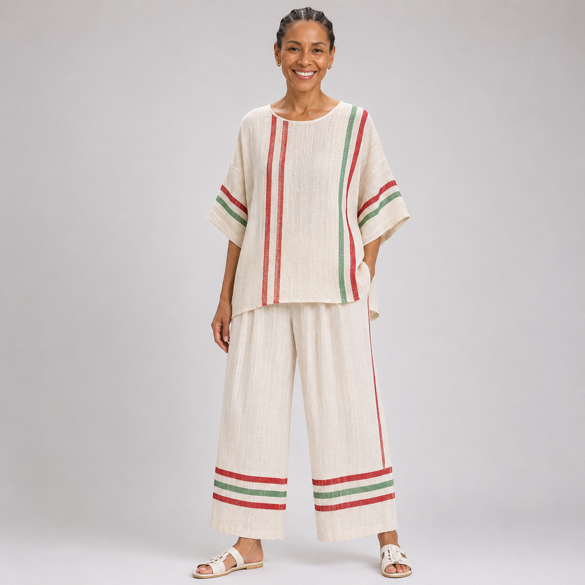 Buhle | Printed Boho Blouse and Comfortable Wide-Leg Trousers