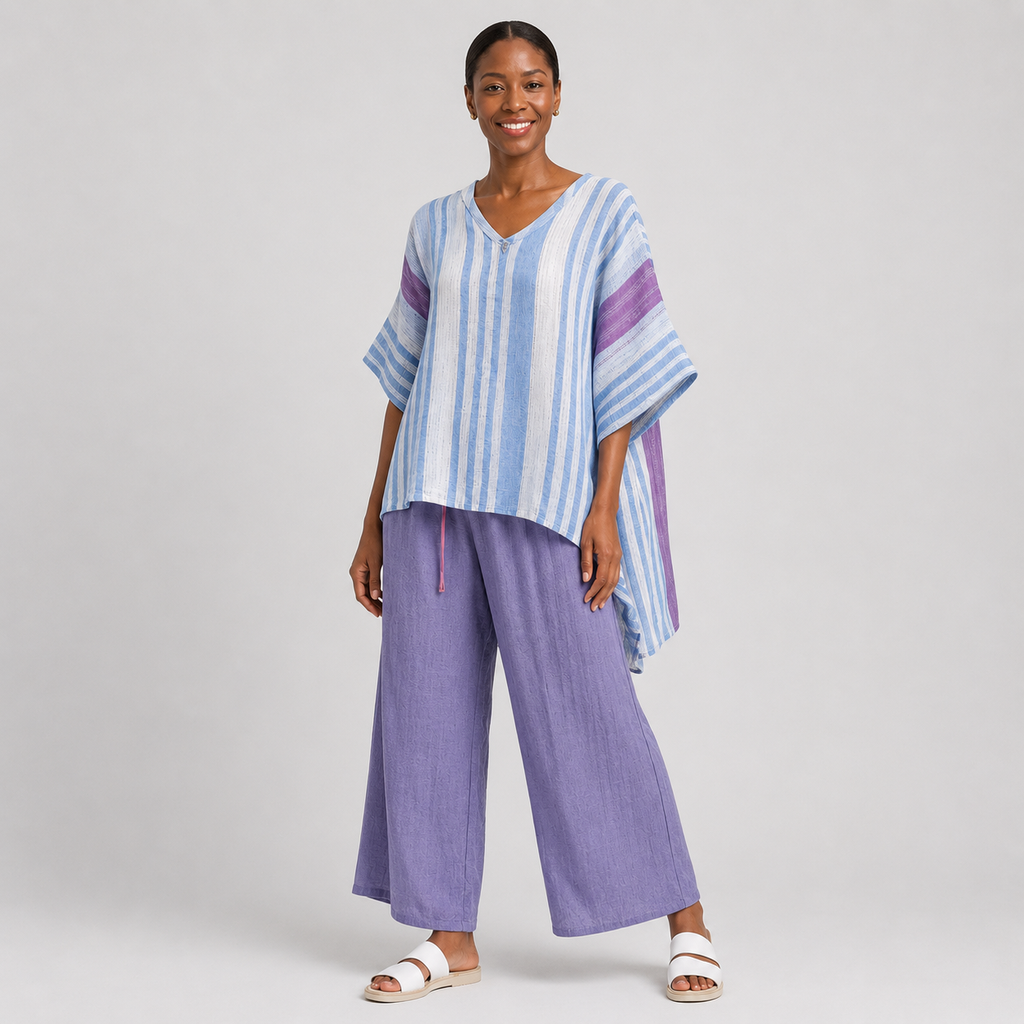 Busisiwe | Elegant Lavender and Sky Blue Top with Trousers