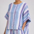 Chioma | Elegant Pastel Mauve Top and Striped Trousers