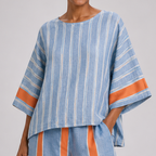 Dalia | Sophisticated Terracotta Striped Top and Trousers