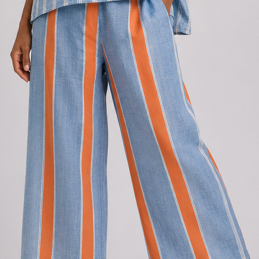 Dalia | Sophisticated Terracotta Striped Top and Trousers