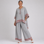 Dineo | Sophisticated Asymmetric Blouse and Wide-Leg Ethnic Trousers
