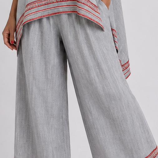 Dineo | Sophisticated Asymmetric Blouse and Wide-Leg Ethnic Trousers