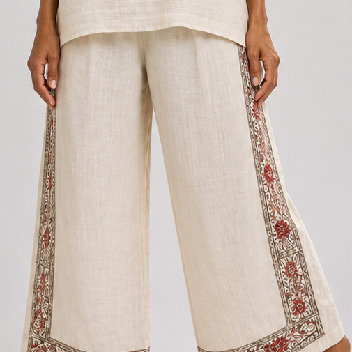 Fatima | Essential Embroidered Blouse and Wide-Leg Trousers