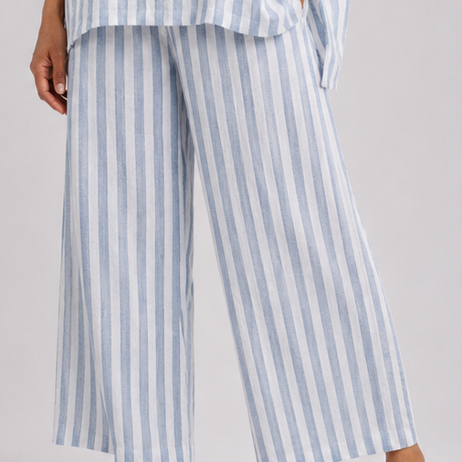 Imani | Sophisticated Blue Striped Top and Relaxed Trousers