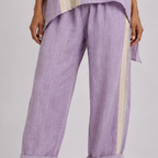 Jada | Elegant Lavender Top and Mustard Striped Trousers