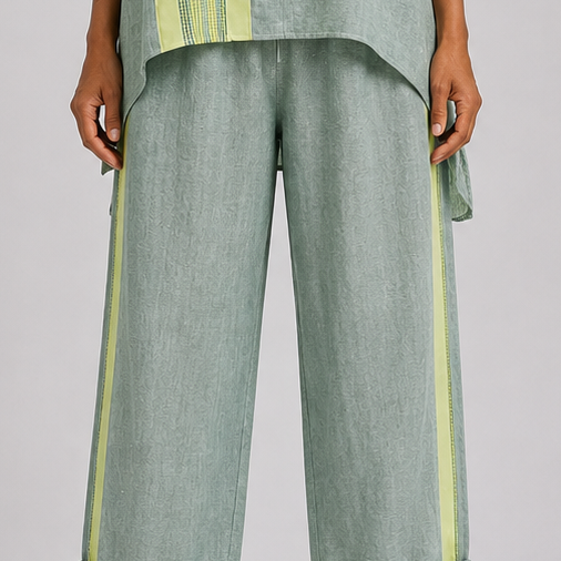 Jada | Elegant Lavender Top and Mustard Striped Trousers