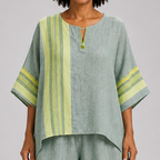 Jada | Elegant Lavender Top and Mustard Striped Trousers