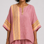 Jada | Elegant Lavender Top and Mustard Striped Trousers