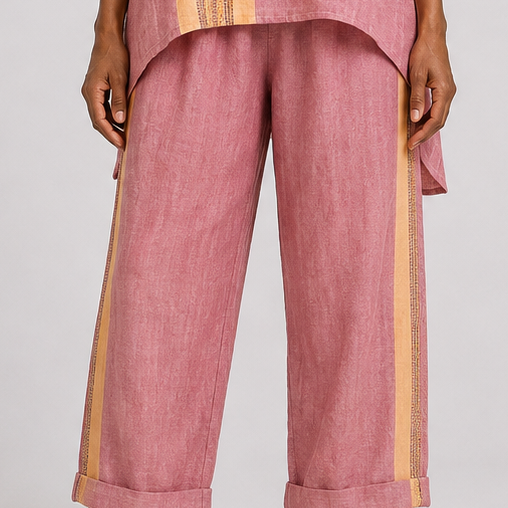 Jada | Elegant Lavender Top and Mustard Striped Trousers