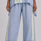 Jada | Elegant Lavender Top and Mustard Striped Trousers