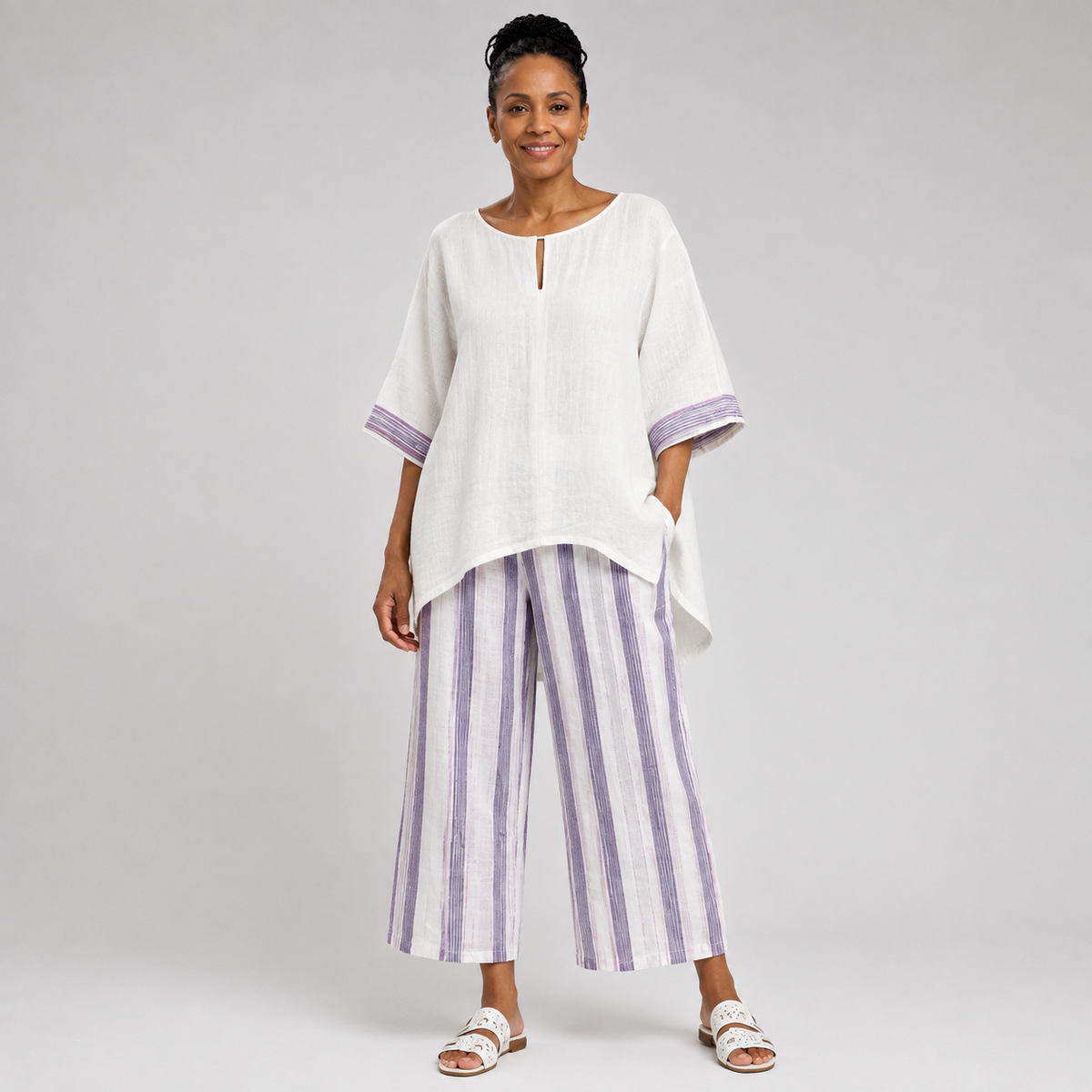 Abena | Comfortable Top and Striped Trousers