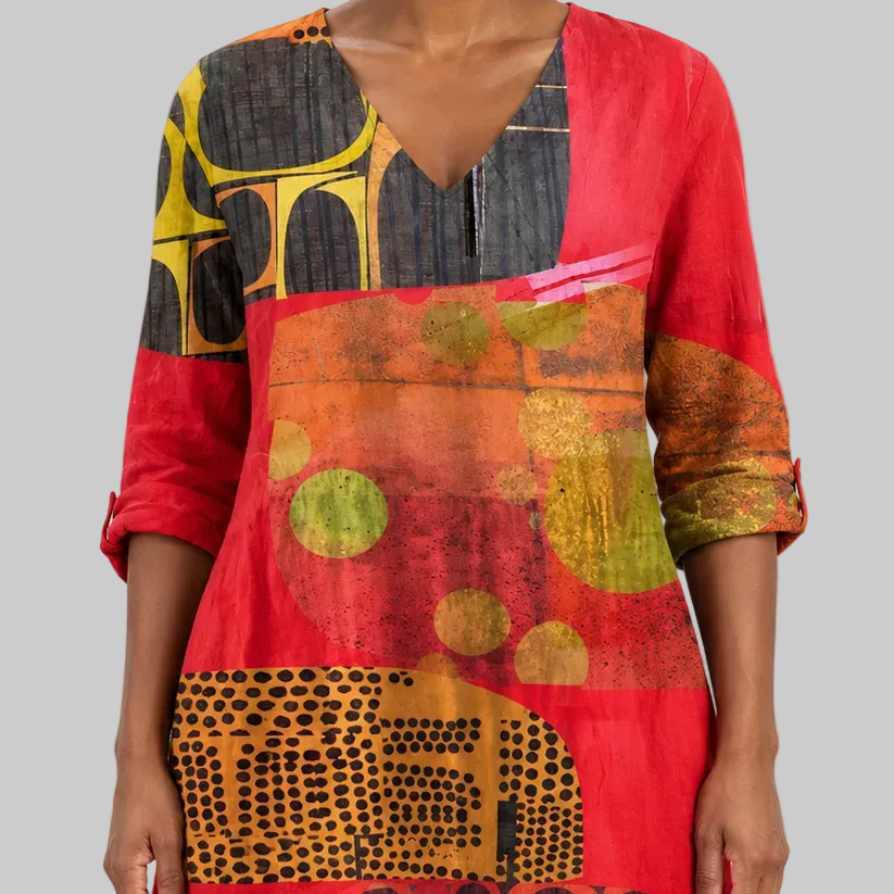 Maria | Long Blouse with V-Neck