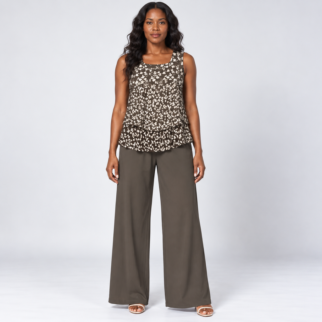 Makena | Animal Print Top and Wide-Leg Pants