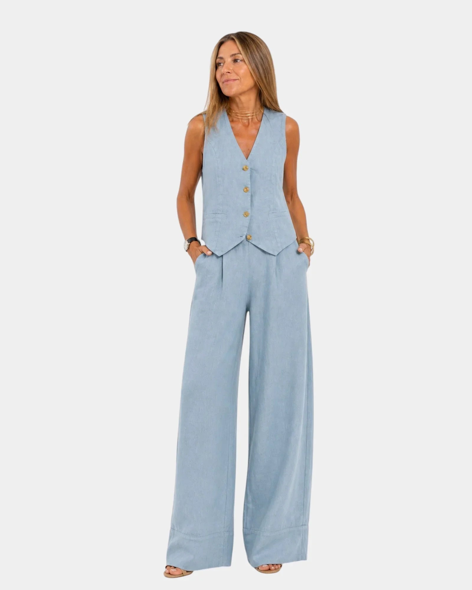 Assia | Ensemble gilet sans manches et pantalon