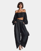 Esi Rose | Set Off-Shoulder with Wide-Leg Trousers
