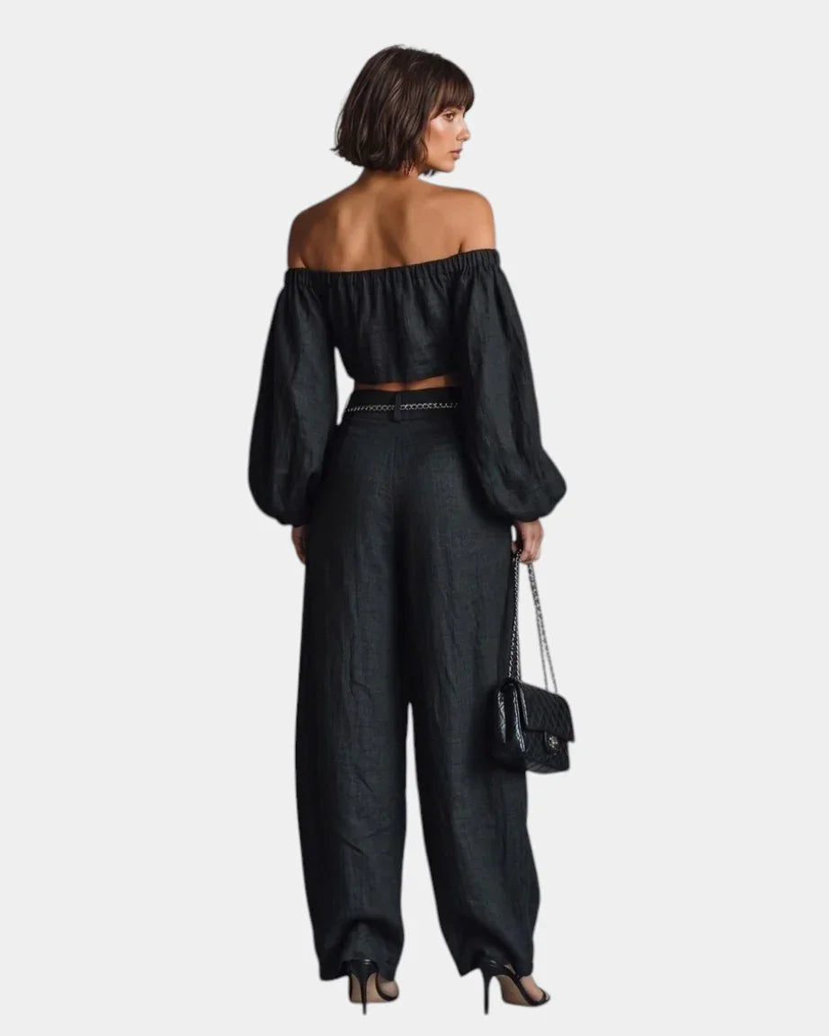 Esi Rose | Set Off-Shoulder with Wide-Leg Trousers